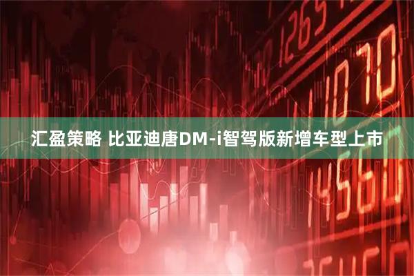 汇盈策略 比亚迪唐DM-i智驾版新增车型上市