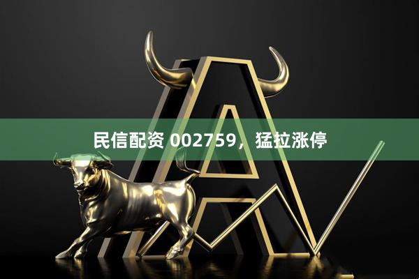 民信配资 002759，猛拉涨停