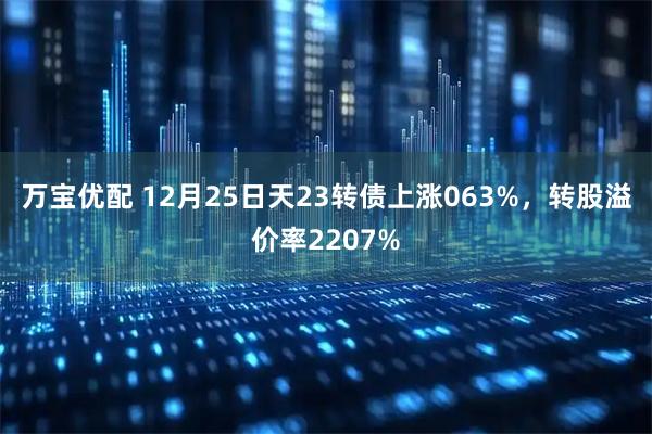 万宝优配 12月25日天23转债上涨063%，转股溢价率2207%